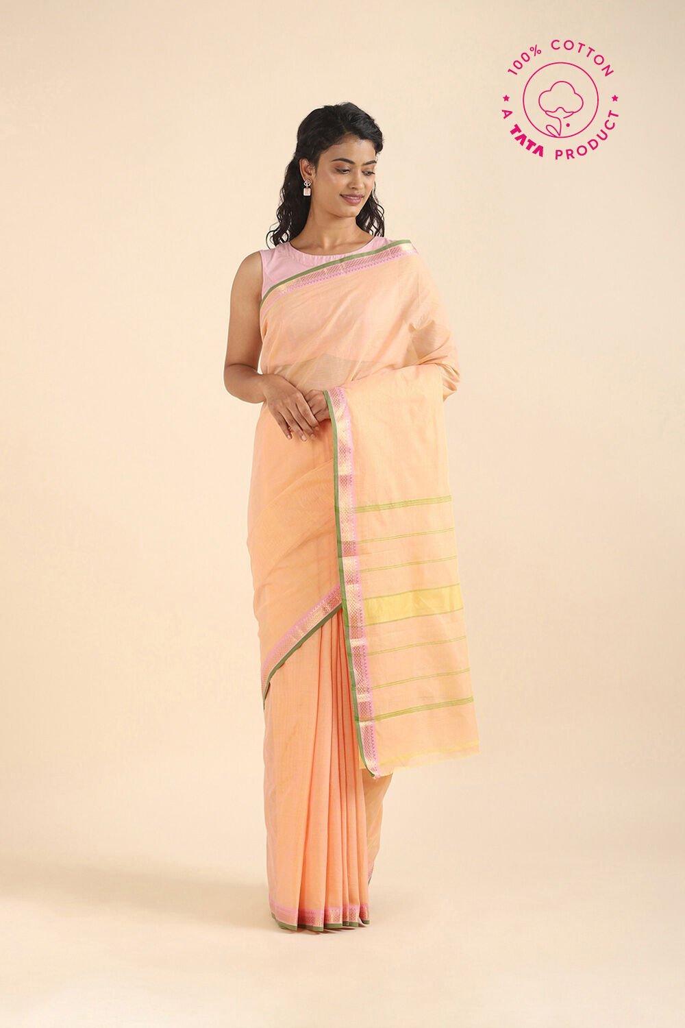 Orange Pure Cotton South Saree image number null