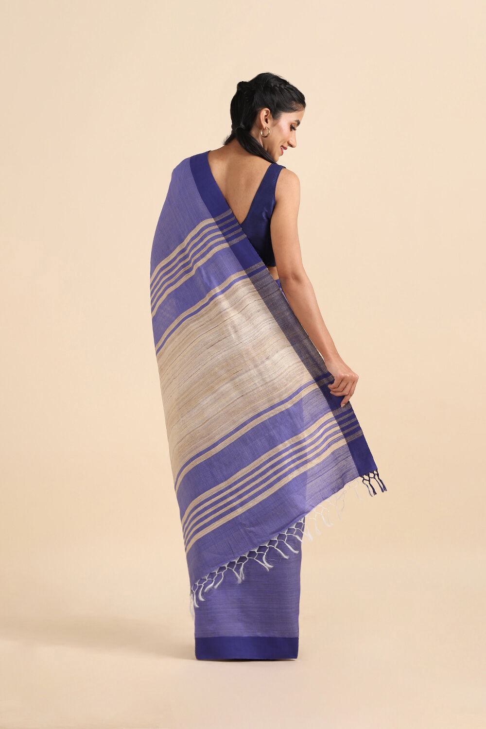 Blue Pure Silk Viscose Bhagalpuri Saree image number null