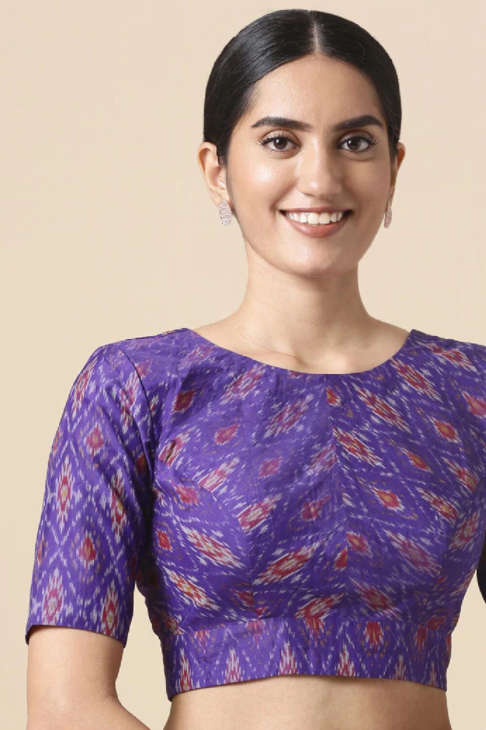 Violet Silk Cotton Ikat Blouse image number null