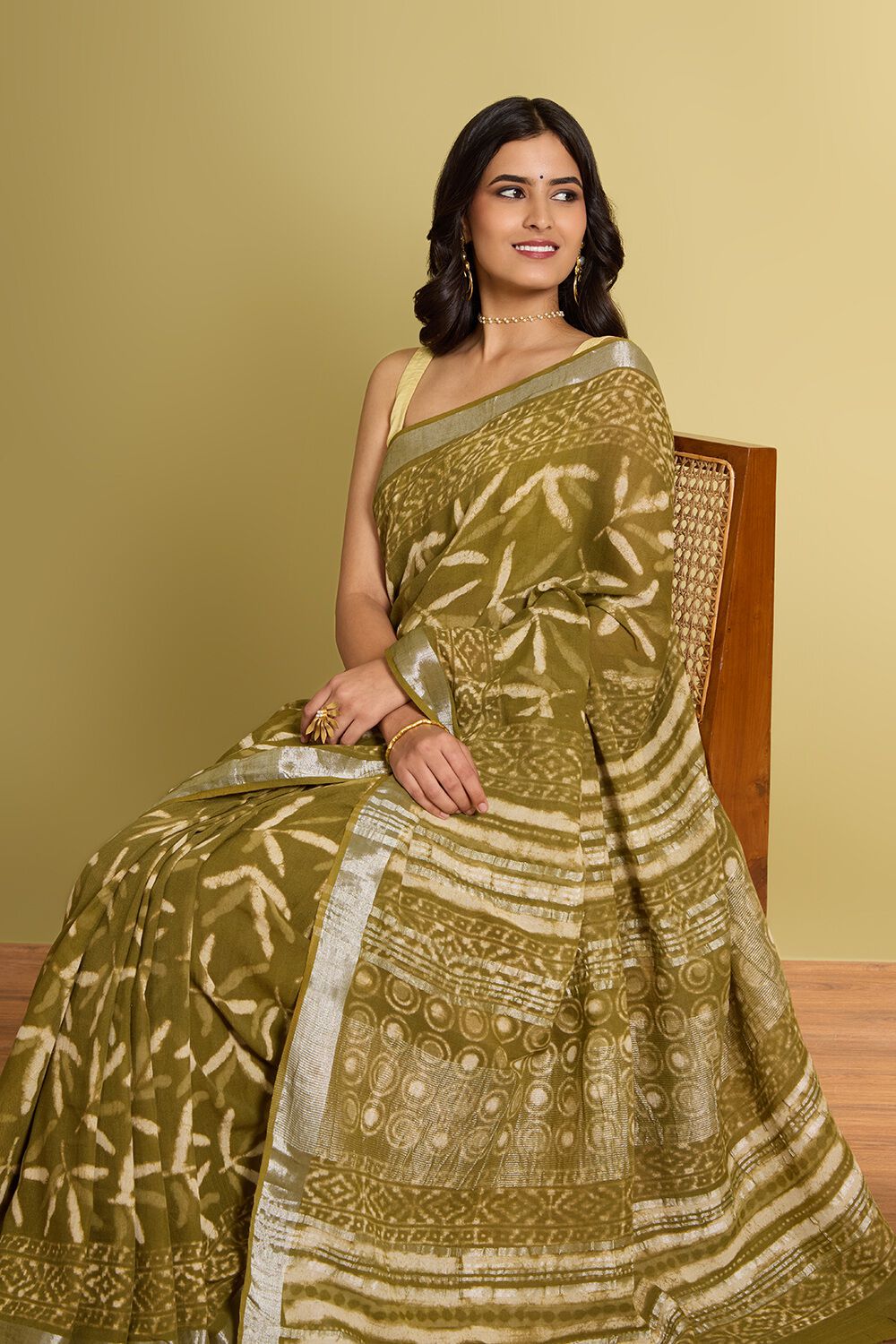 Light Green Rajasthan Viscose Cotton Dabu Saree image number null