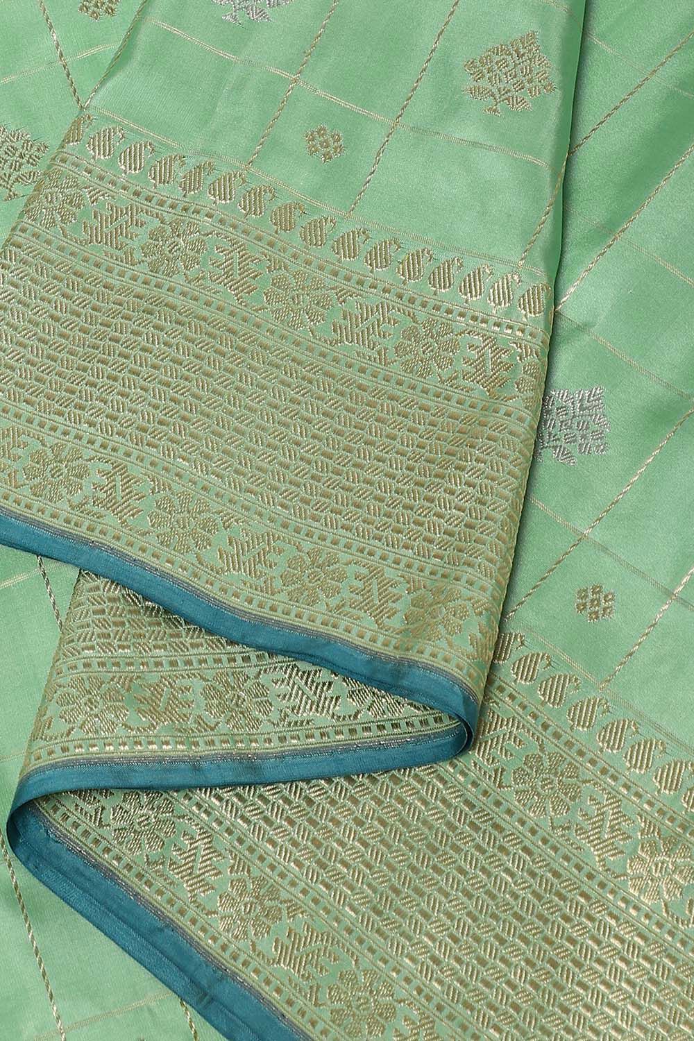 Light Green Pure Silk Banarasi Saree image number null