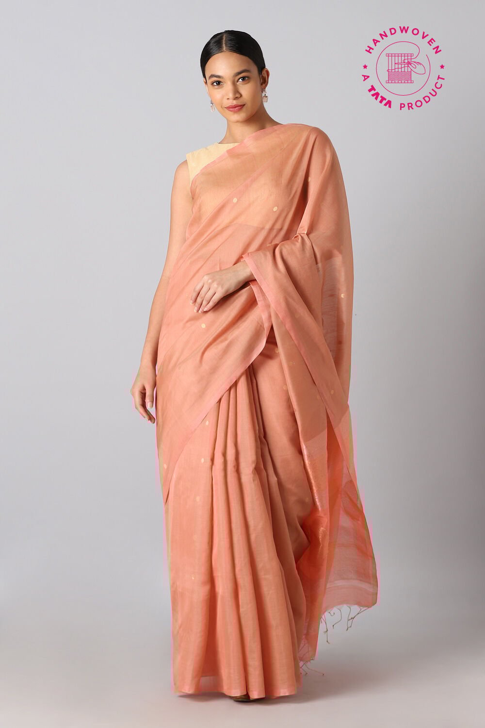 Light Orange Pure Silk Cotton South Saree image number null