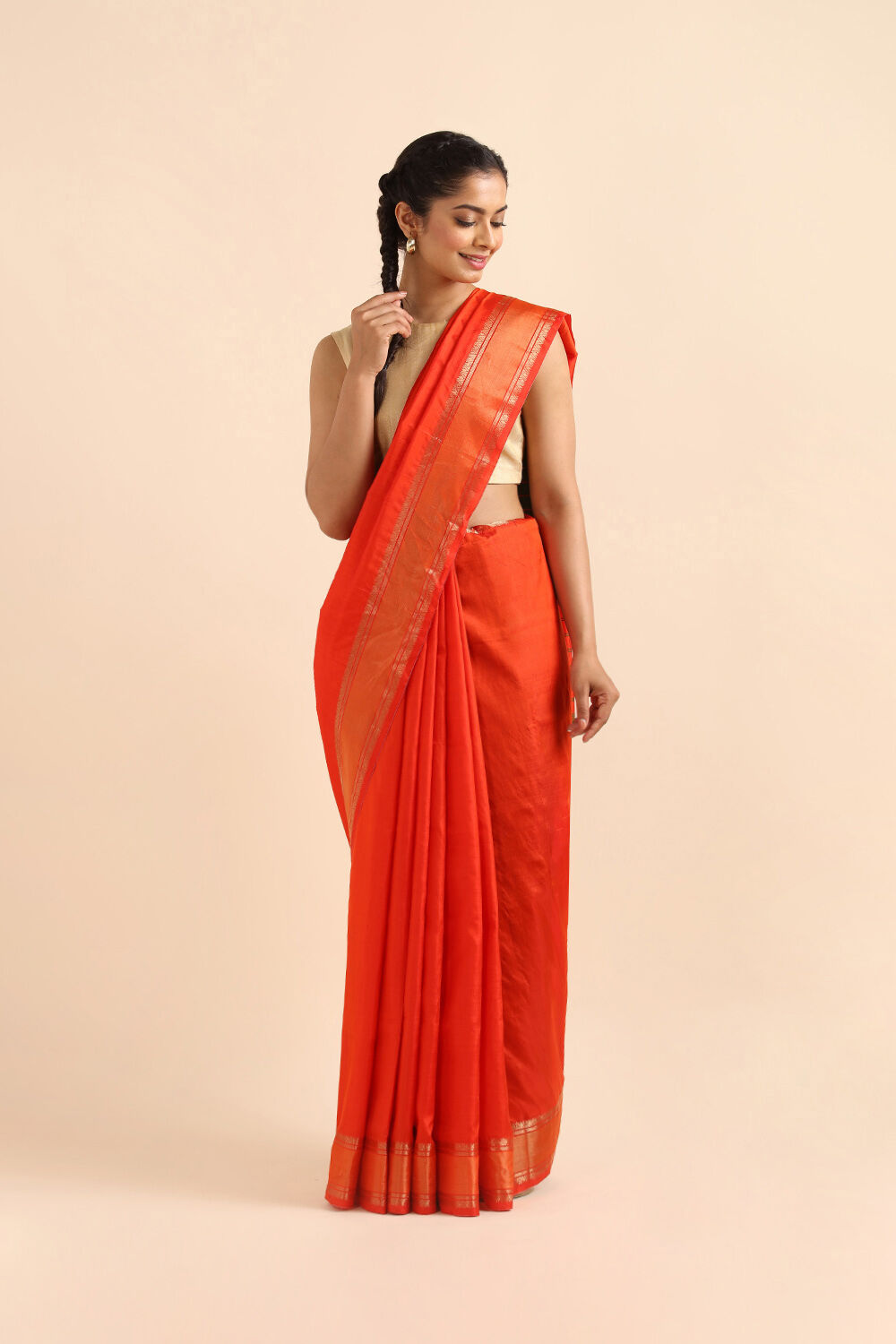 Red Pure Silk Woven Saree image number null