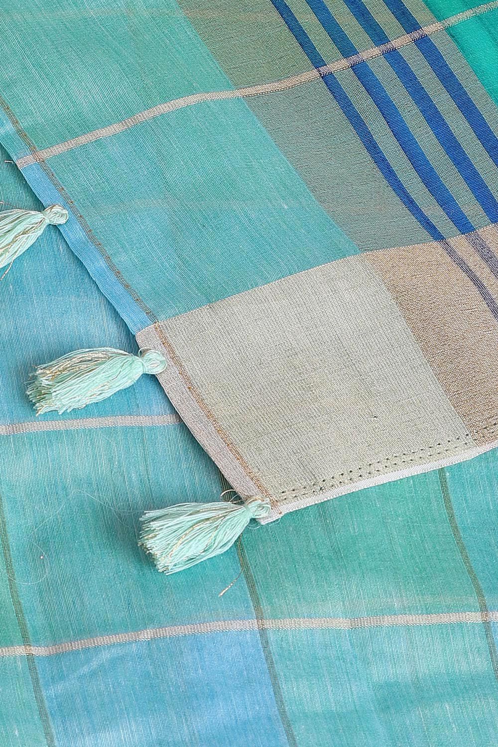 Blue Pure Embroidered Saree image number null