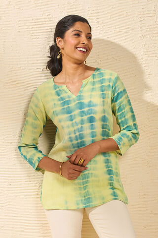 Light Green Pure Cotton Tie and Dye Short Top thumbnail image number null