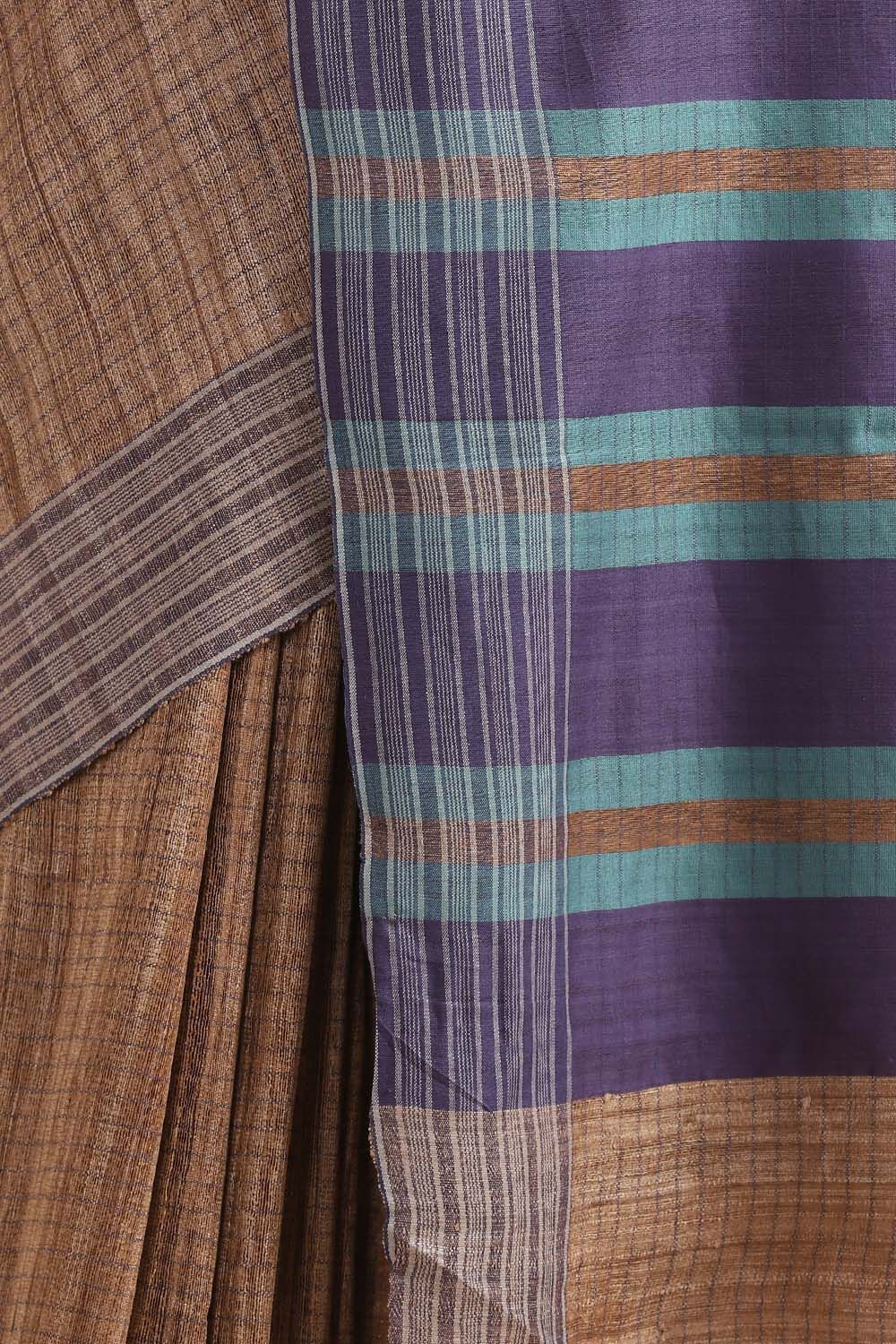 Brown Pure Tussar Silk Bhagalpuri Saree image number null