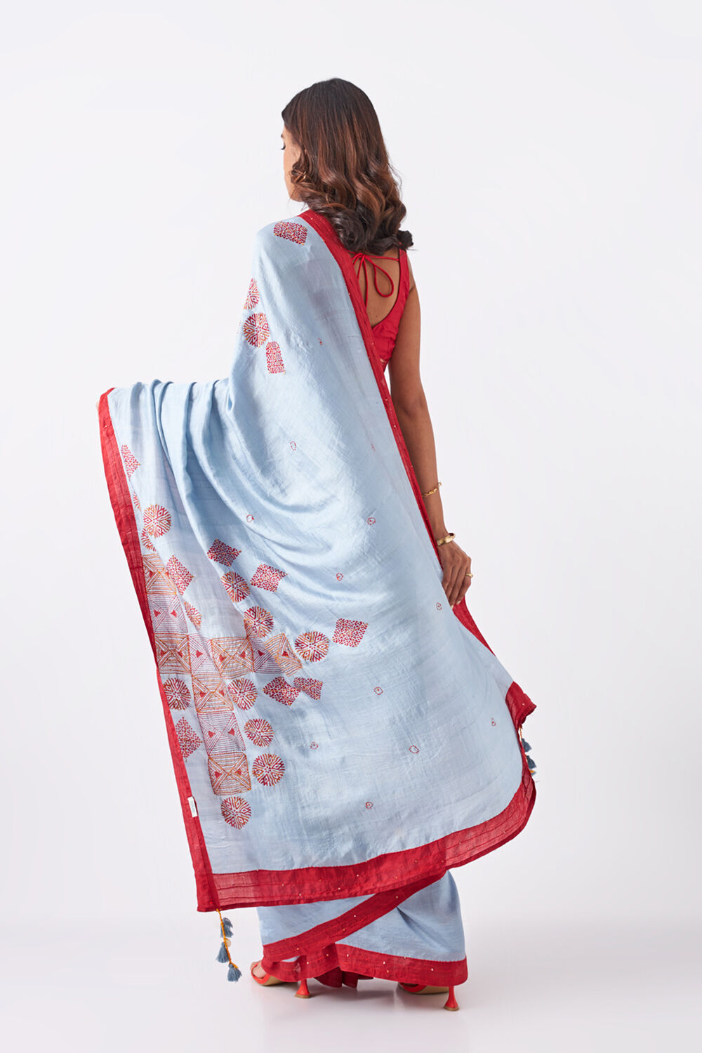 Grey Pure Silk Hand Paint Saree image number null