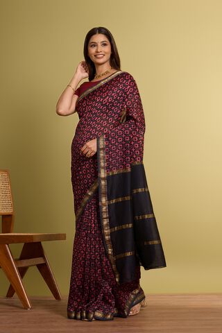Black Pure Silk Cotton Batik Saree thumbnail image number null