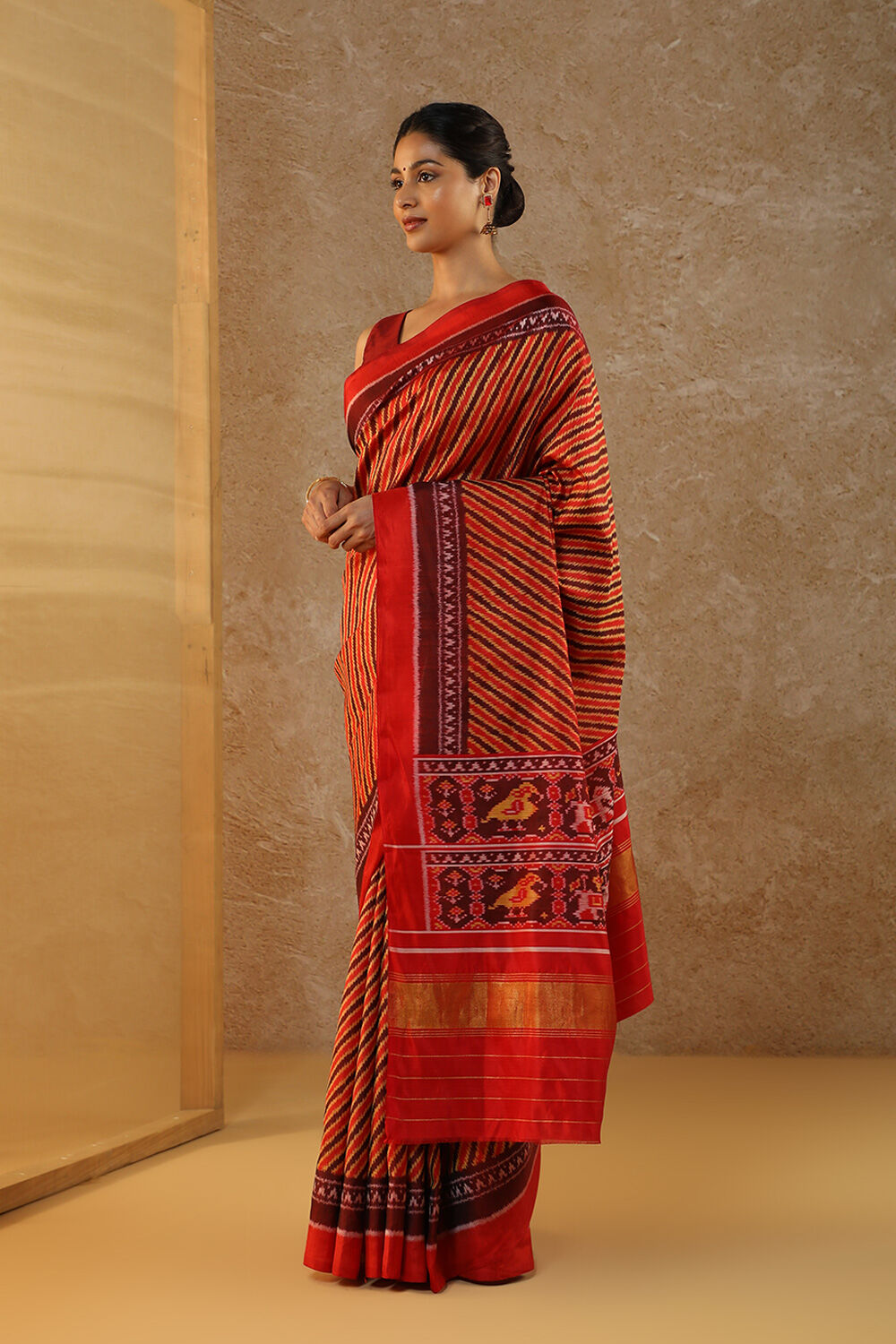 Red Rajkot Pure Silk Ikat Patola Saree image number null