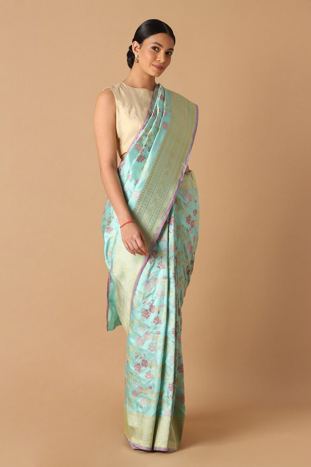 Light Blue Pure Silk Banarasi Saree image number null