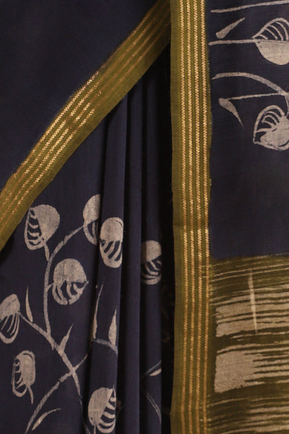Dark Blue Pure Tussar Vanya Printed Saree image number null