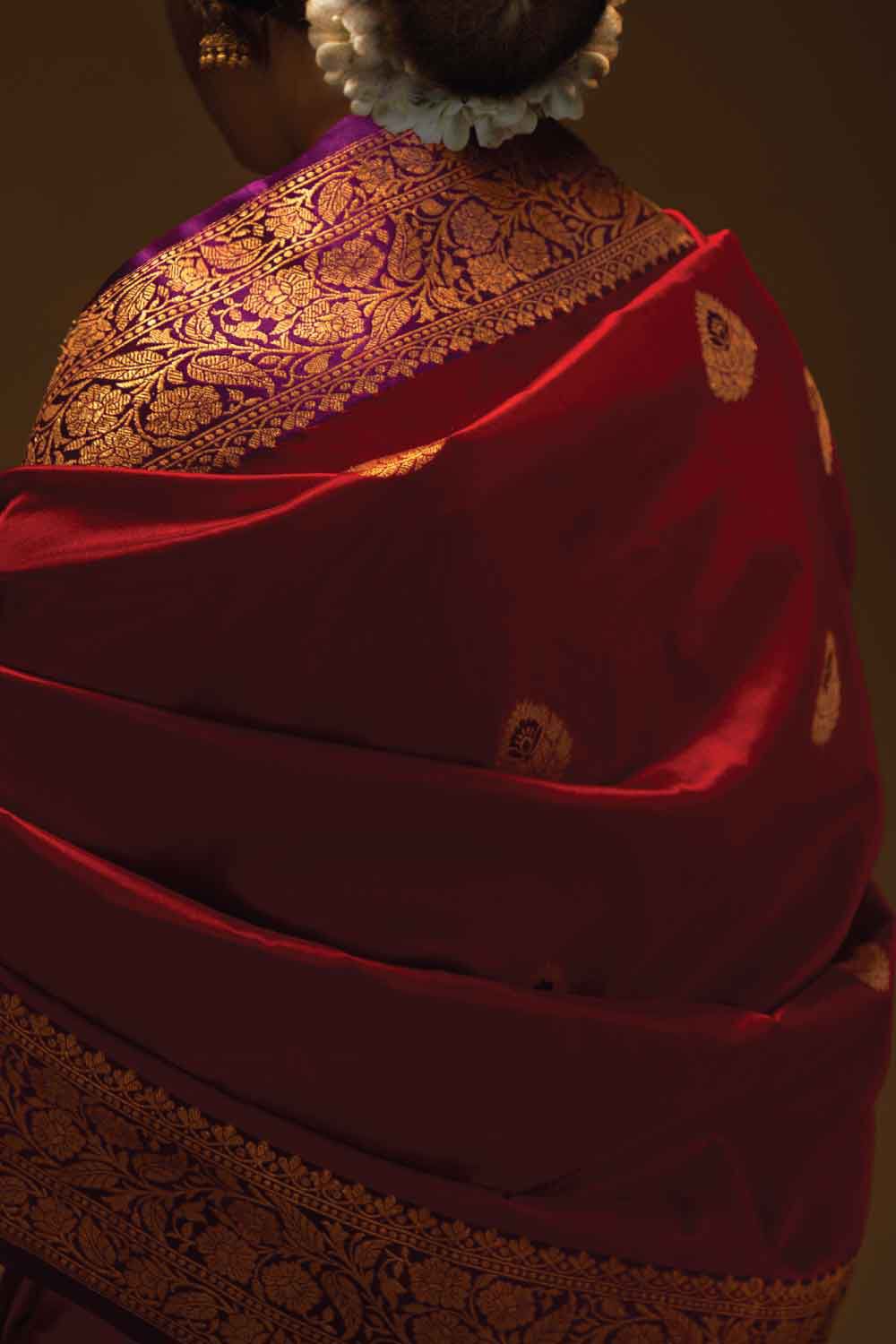 Red Pure Silk Banarasi Saree image number null