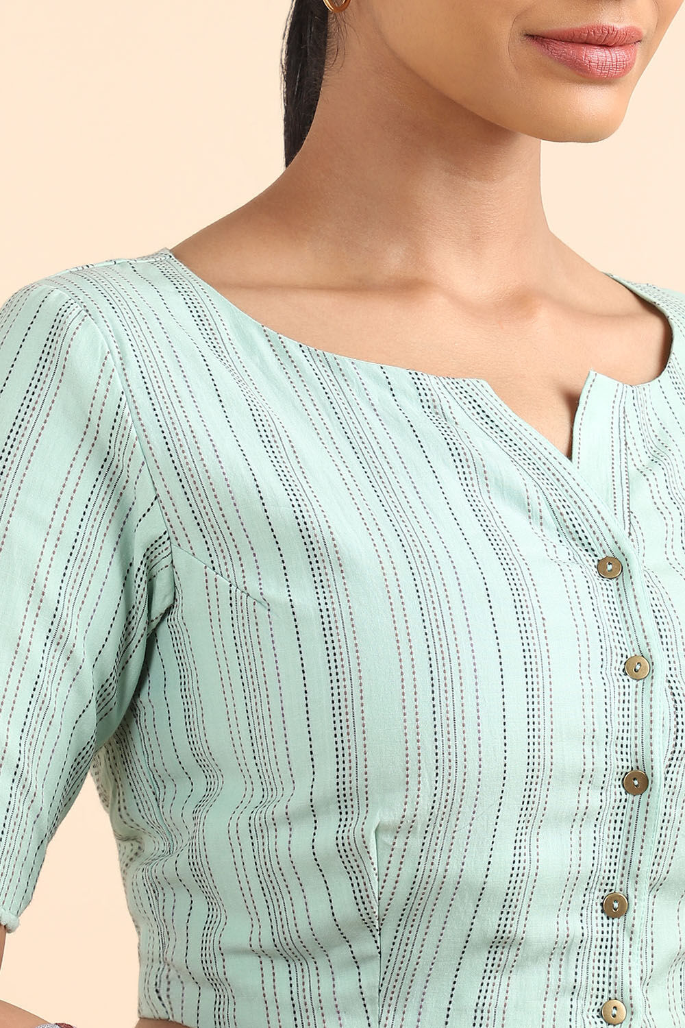 Light Blue Cotton Woven Blouse image number null