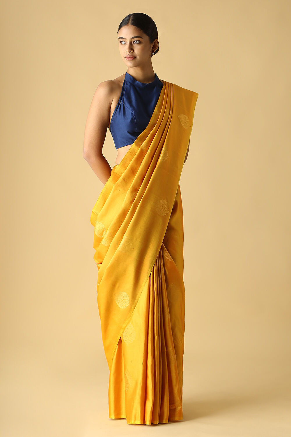 Yellow Pure Silk South Saree image number null