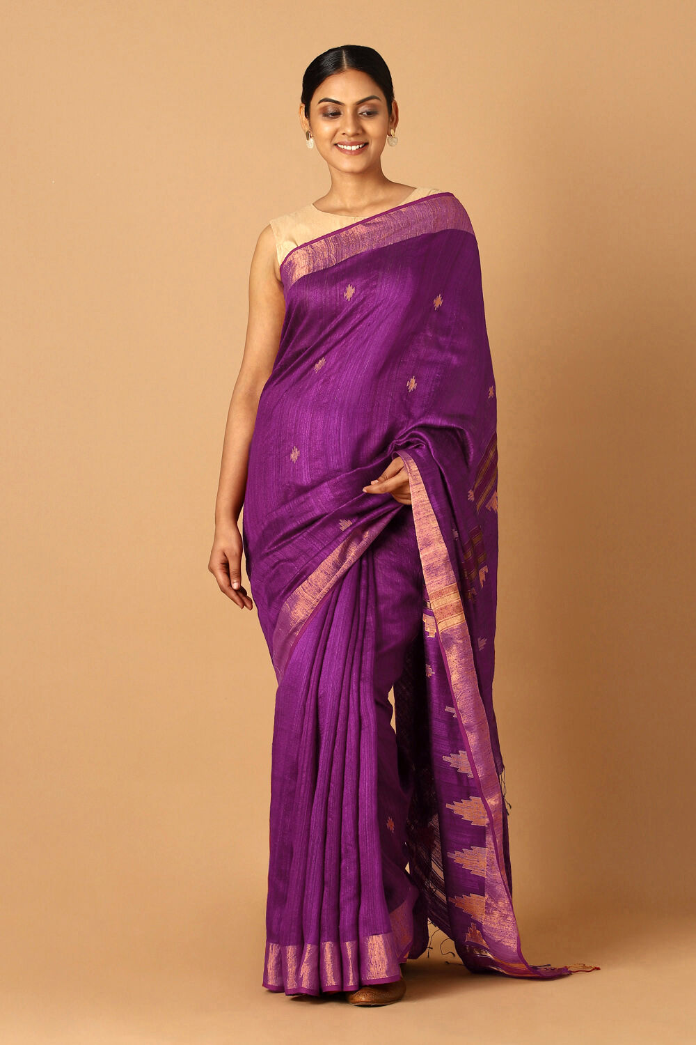 Violet Pure Silk Vanya Jamdani Saree image number null