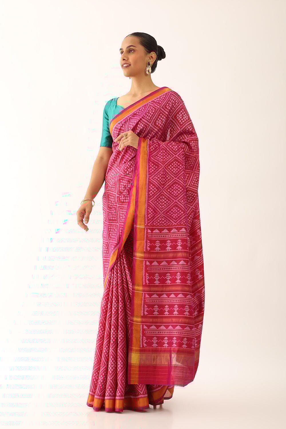 Pink Pure Silk Ikat Patola Saree image number null