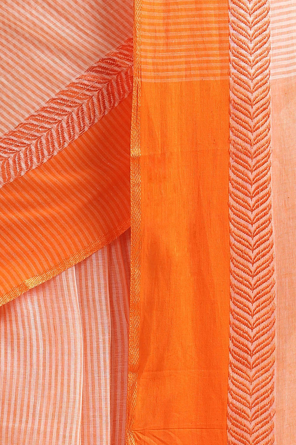 Orange Pure Cotton Bengal Saree image number null