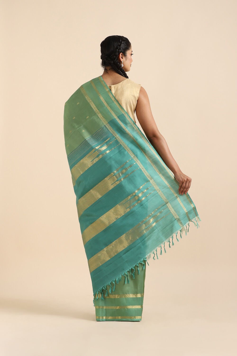 Light Green Pure Silk Kanjivaram inspired Saree image number null