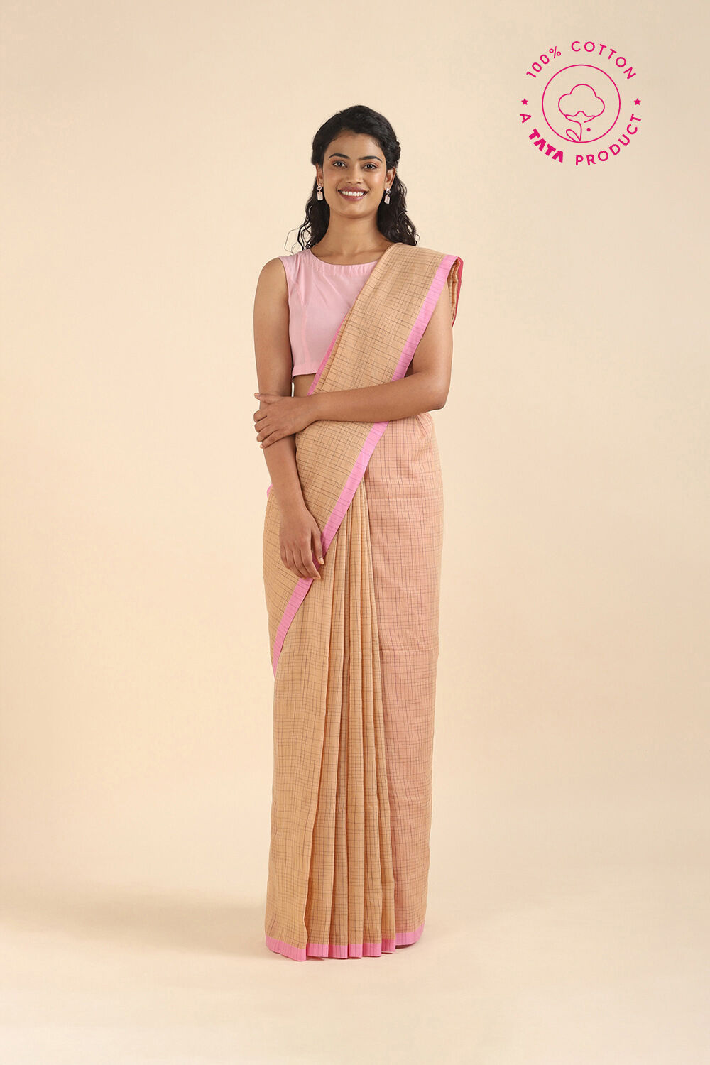Light Brown Pure Cotton Jamdani Saree image number null