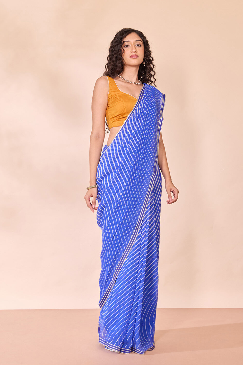 Blue Rajasthan Pure Silk Georgette Leheriya Saree image number null