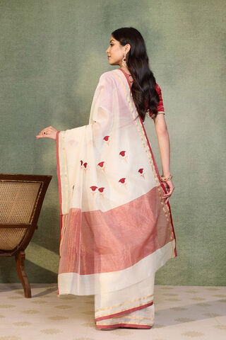 Off White Eknaliya Pure Silk Cotton Chanderi Saree thumbnail image number null