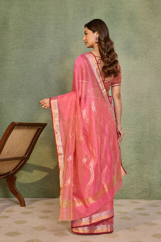 Pink Woven Pure Silk Cotton Chanderi Saree thumbnail image number null