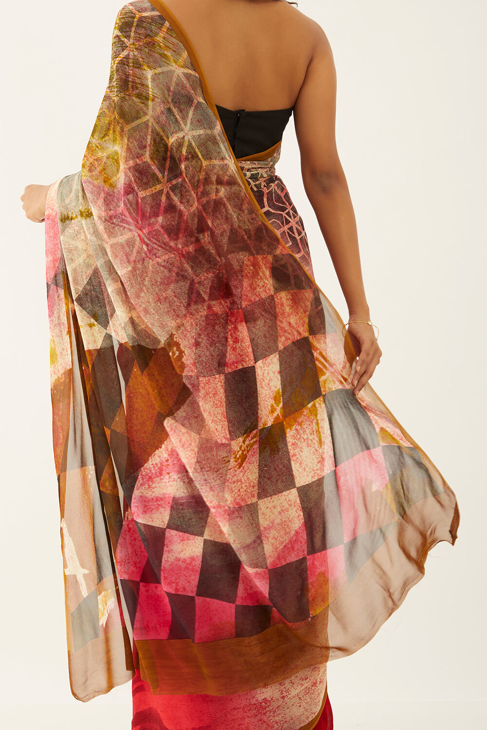 Red Viscose Georgette Digital Print Saree image number null
