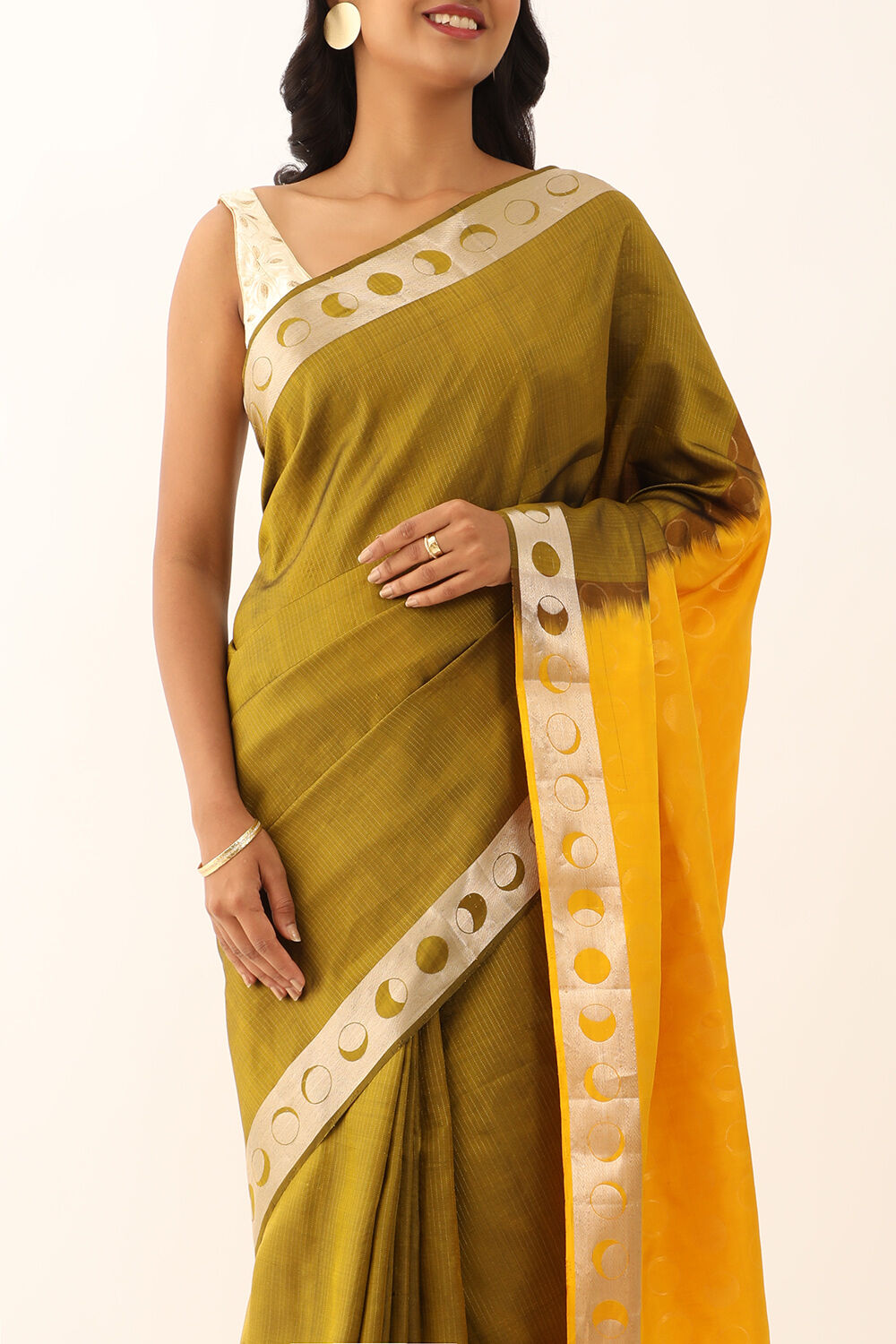 Yellow Pure Silk Woven South Saree image number null