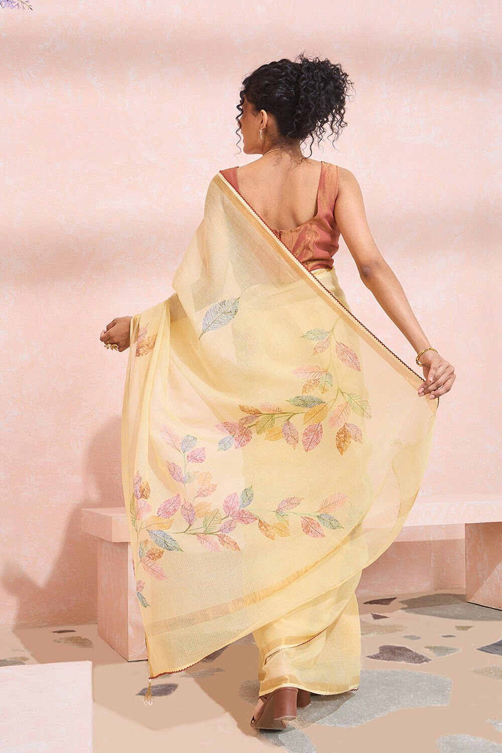 Light Yellow Printed Pure Cotton Kota Saree image number null