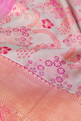 Pink Brocade Kanjeevaram Pure Silk Saree thumbnail image number null