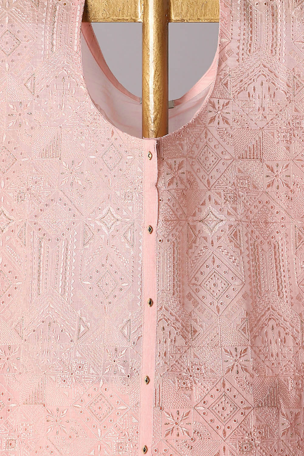 Pink Silk Cotton Embroidered Semistitched Suit Set image number null