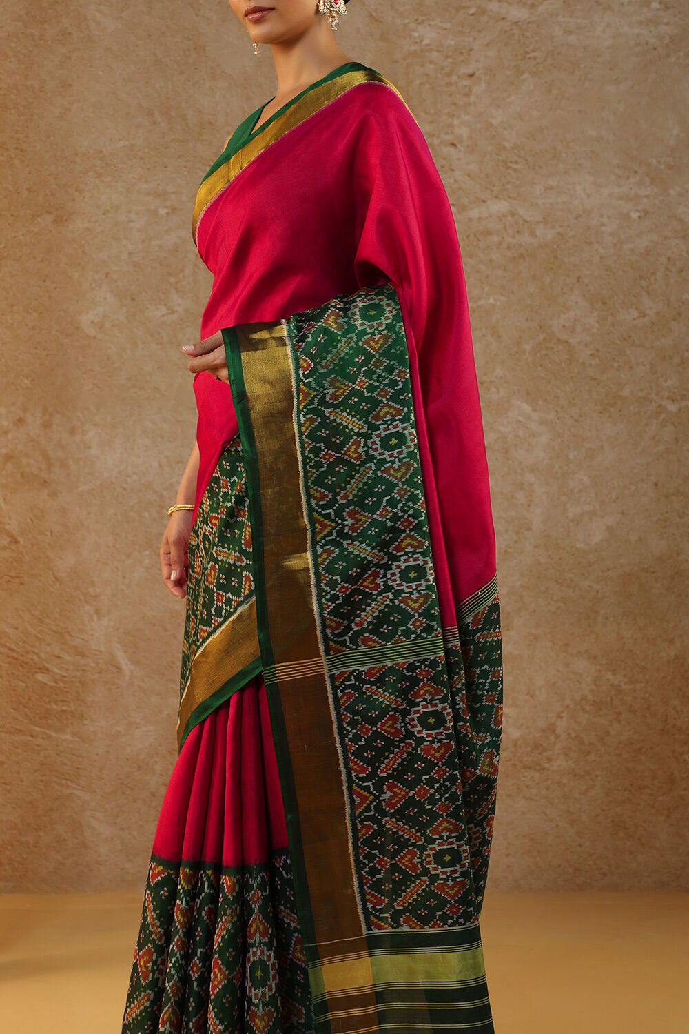 Pink Rajkot Pure Silk Ikat Patola Saree image number null