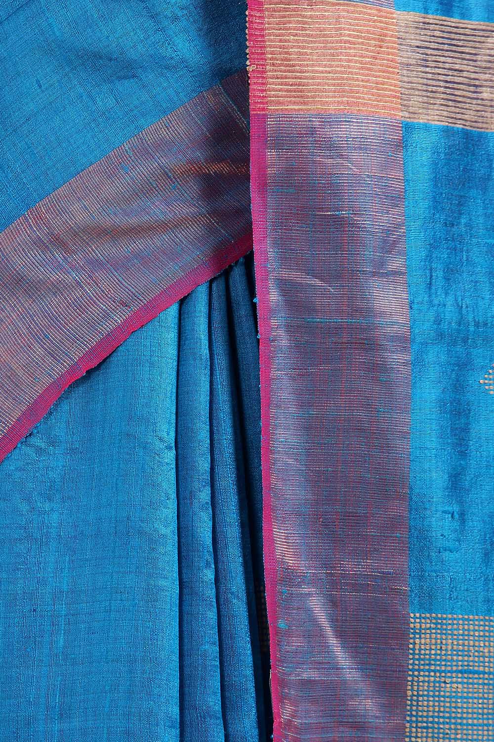 Blue Pure Tussar Silk Bhagalpuri Saree image number null