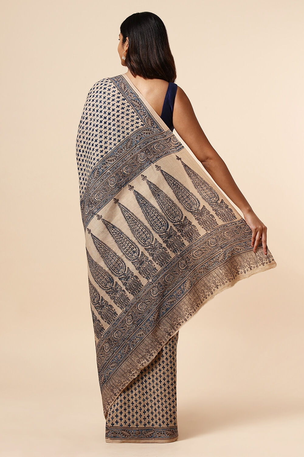 Beige Pure Khadi Cotton Printed Kalamkari Saree image number null