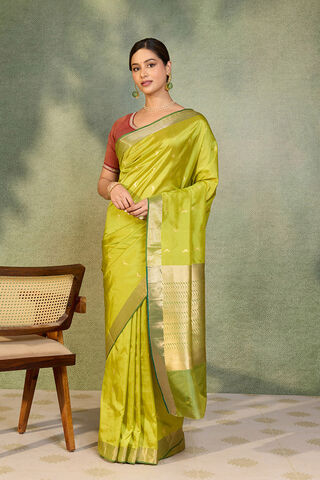 Light Green Silk Viscose Cutwork Banaras  Saree thumbnail image number null