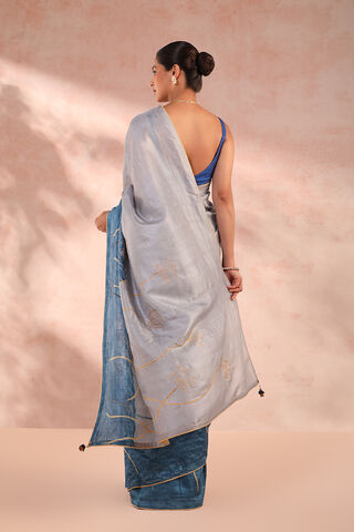 Blue Hand Painted Pure Tussar Silk Saree thumbnail image number null