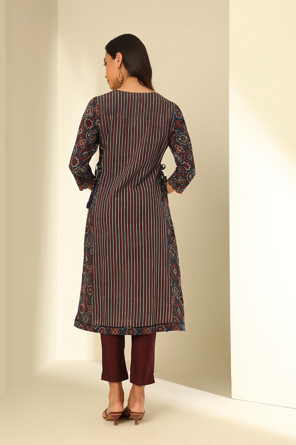 Blue Cotton Printed Kurta image number null