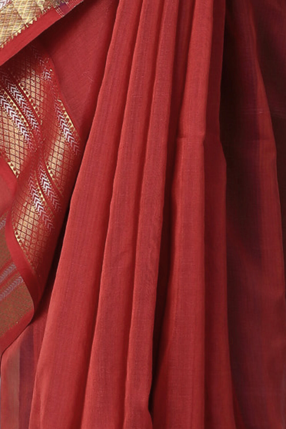 Dark Red Pure Silk Cotton Maheswari Saree image number null