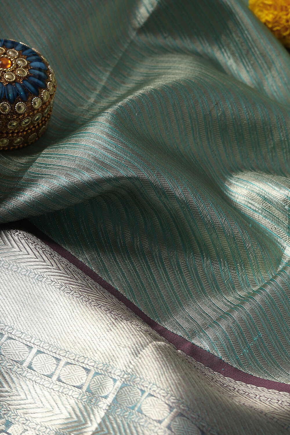 Light Green Pure Silk Tissue Kanjivaram Saree image number null