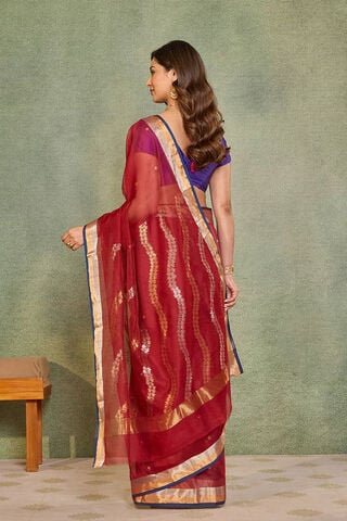 Red Woven Pure Silk Cotton Chanderi Saree thumbnail image number null