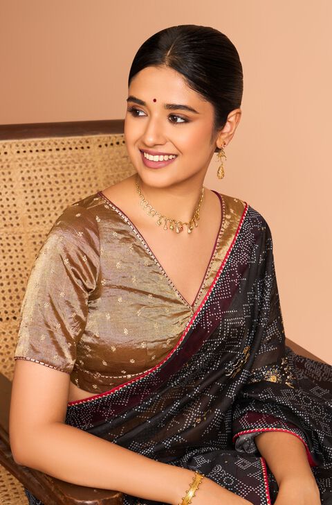 Gold Cotton Embroidered Blouse