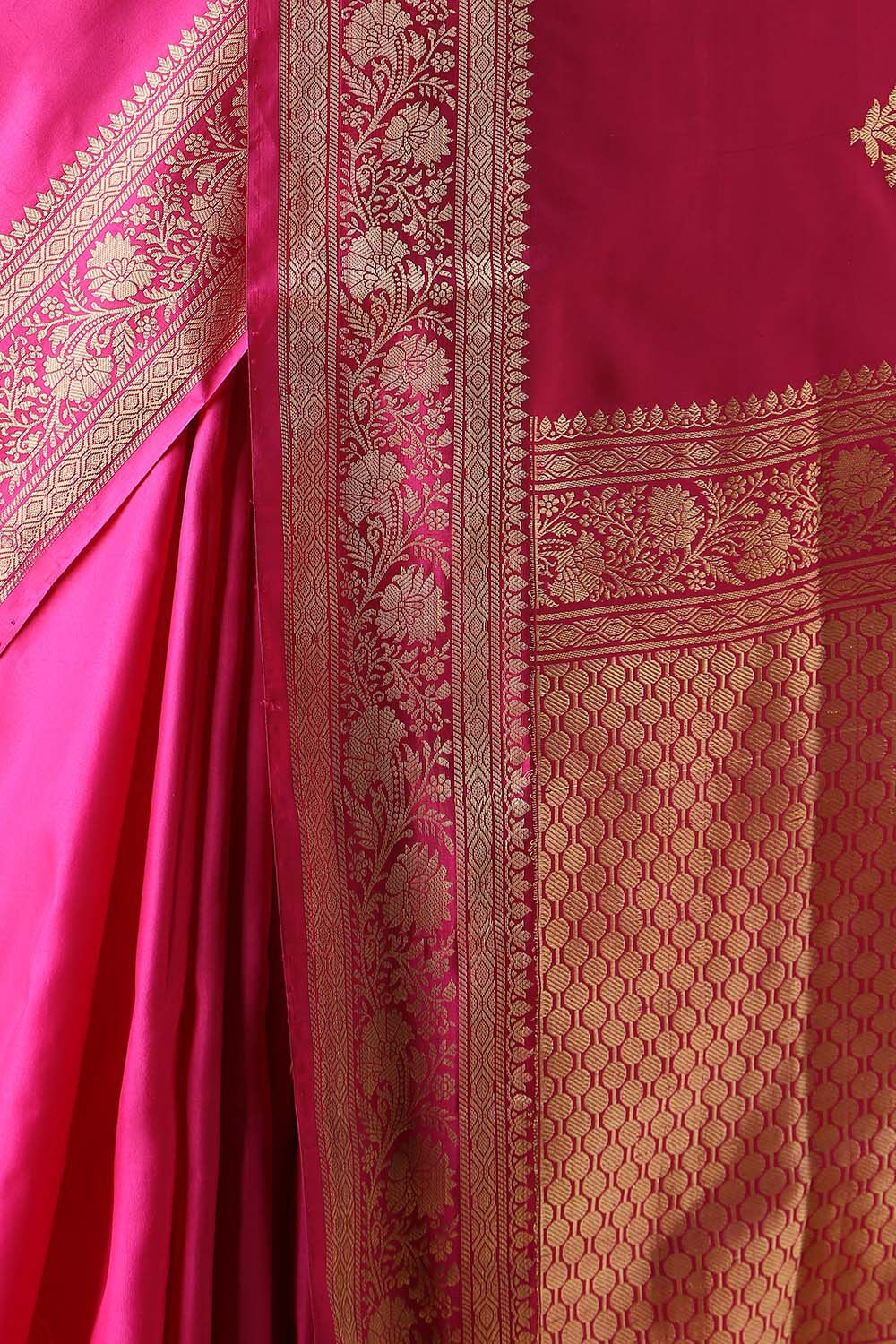 Dark Pink Pure Silk Banarasi Saree image number null