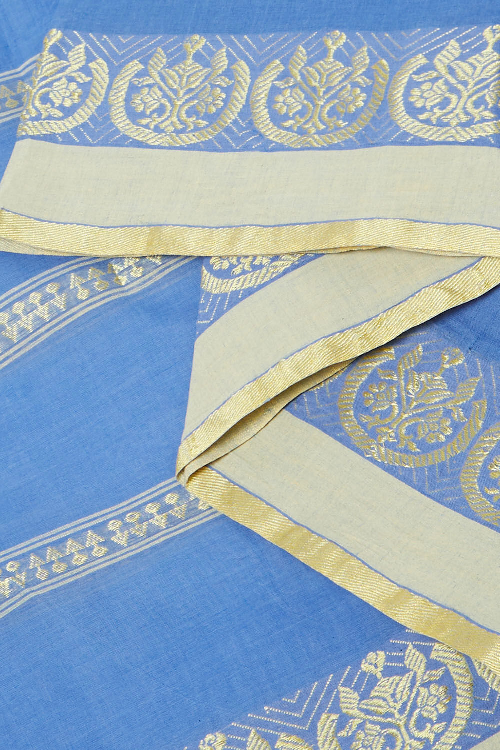 Blue Pure Cotton Bengal Saree image number null