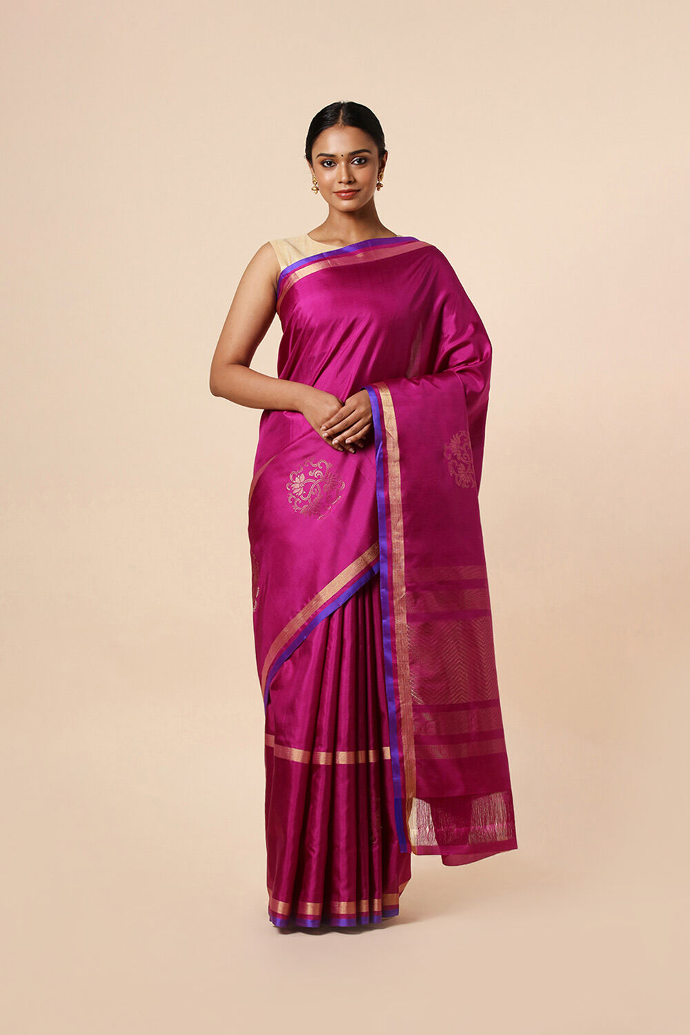 Beige Pure Soft Silk Saree image number null