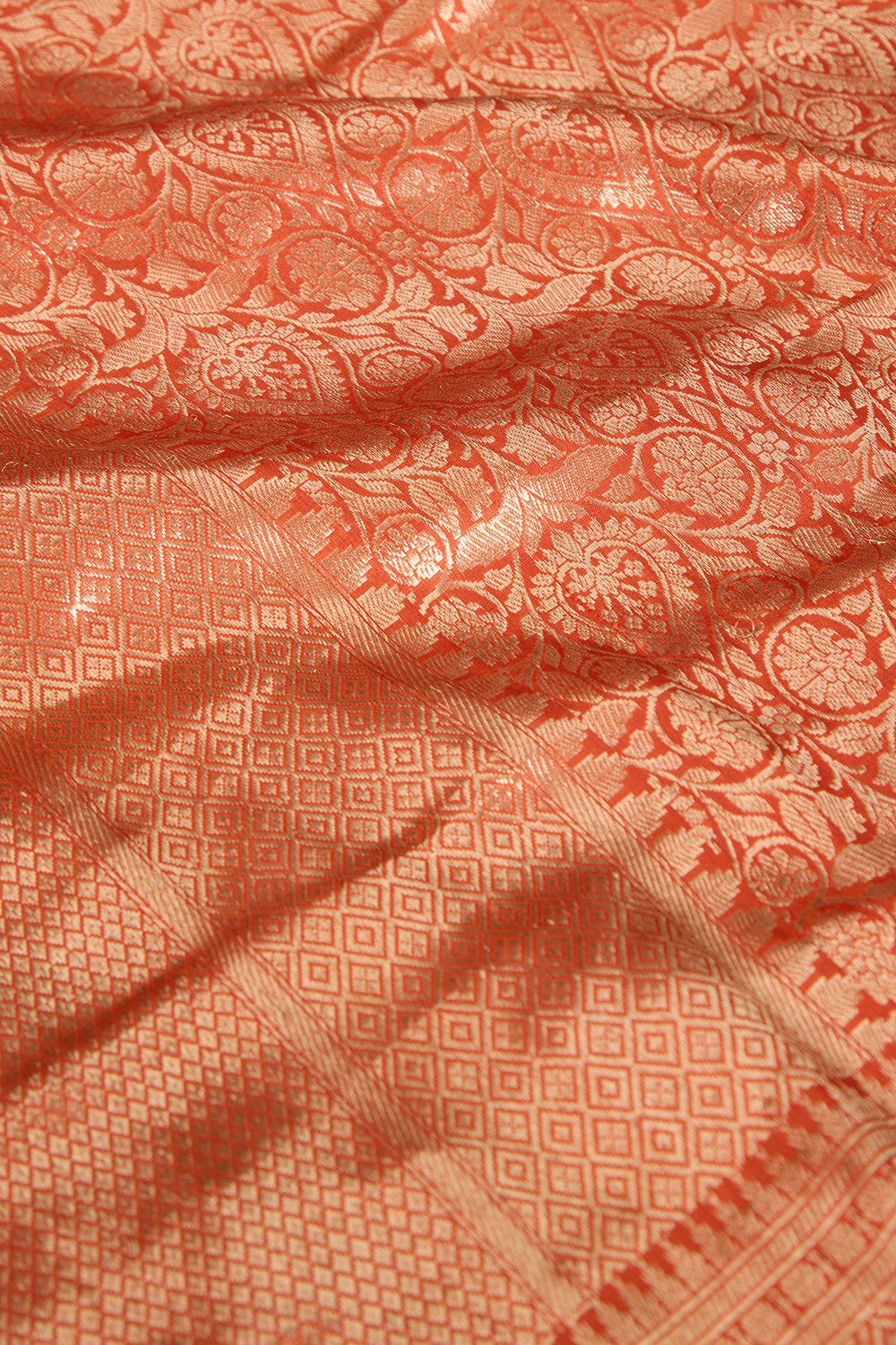 Orange Pure Silk Brocade Banarasi Saree image number null