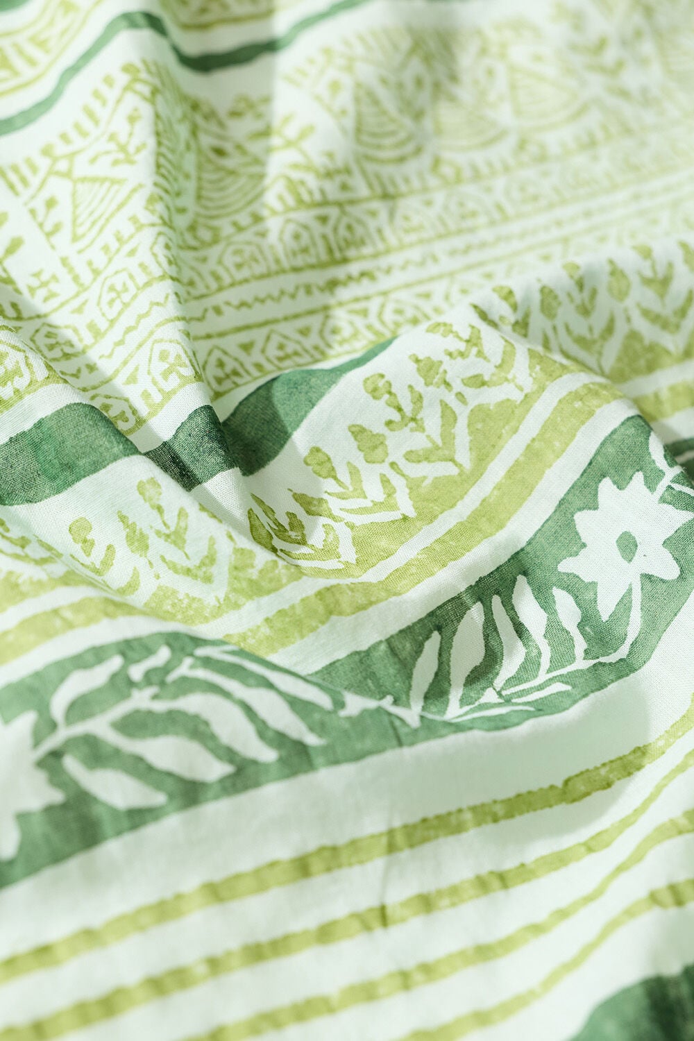 Light Green Block Printed Pure Cotton Bengal Saree image number null