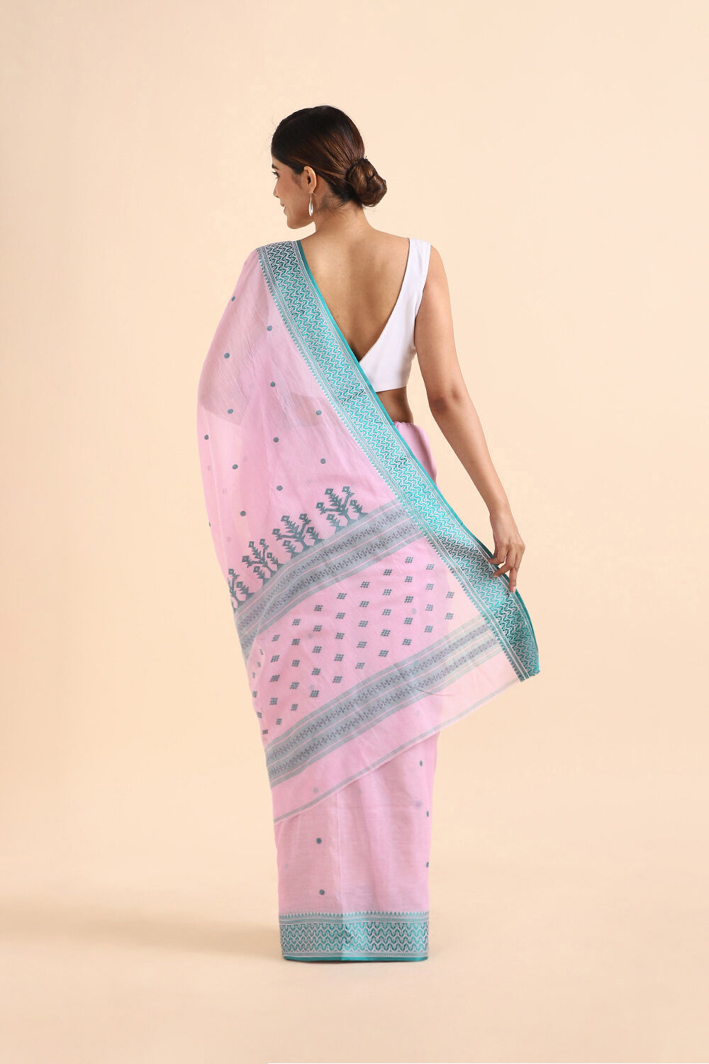 Light Pink Pure Cotton Jamdani Saree image number null