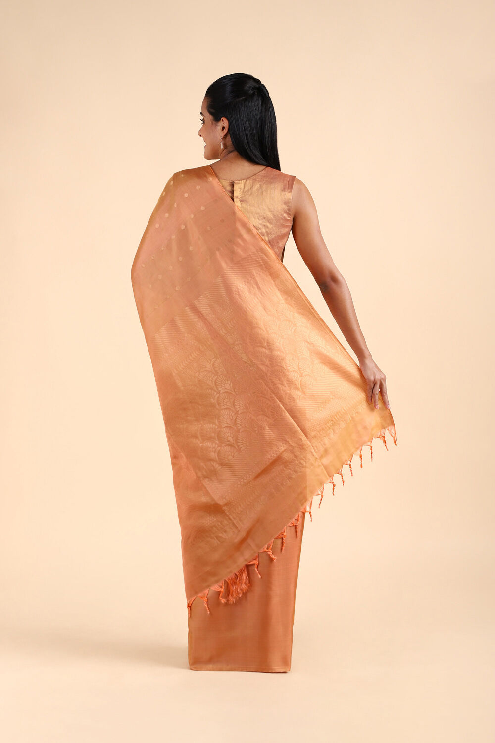 Light Orange Pure Soft Silk Saree image number null