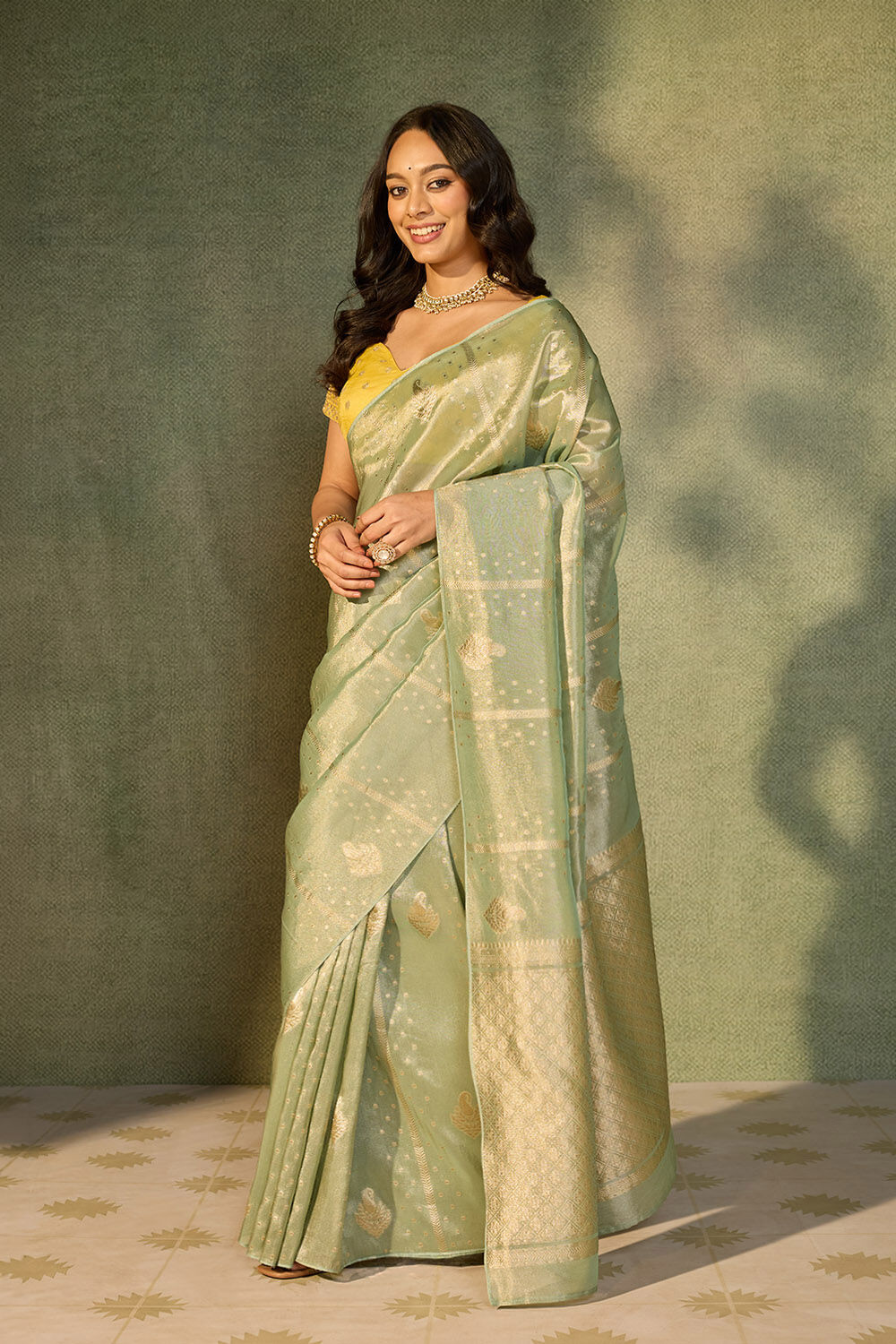 Light Blue Woven Viscose Tissue Saree image number null