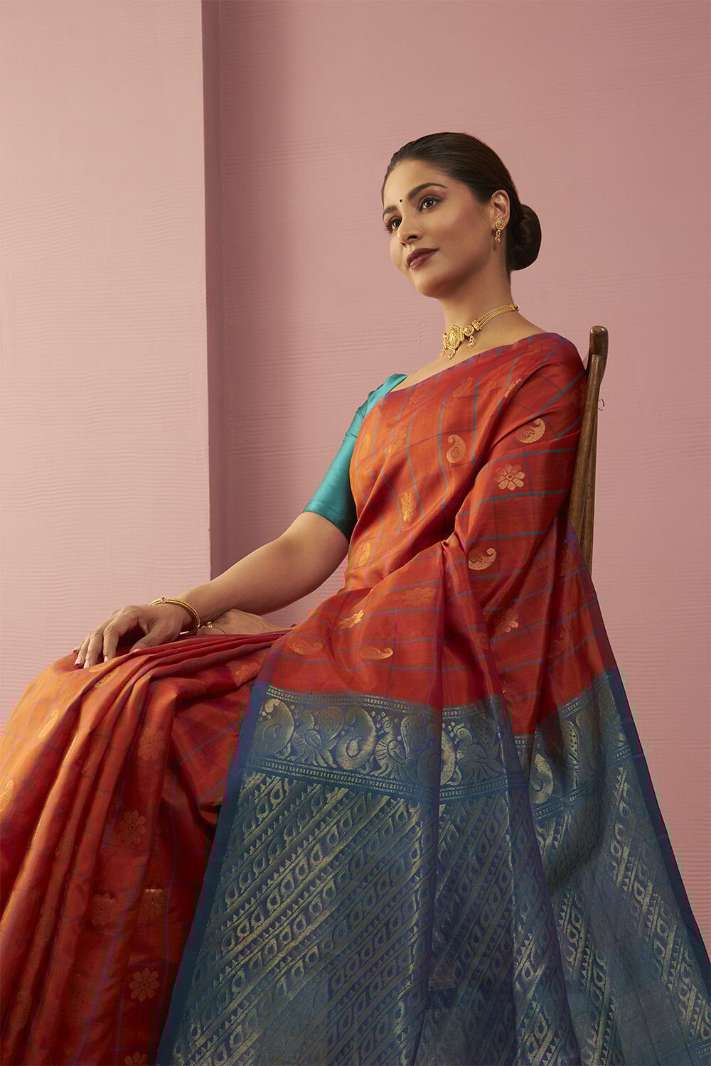 Red Woven Pure Soft Silk Saree image number null